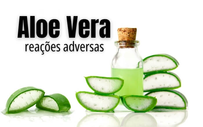 Frasco transparente com Gel de Babosa ao lado de folhas de Aloe Vera, planta medicinal de onde se extrai a substancia gelatinosa.